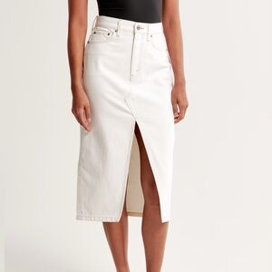 High rise denim midi skirt